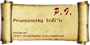 Pruzsinszky Irén névjegykártya